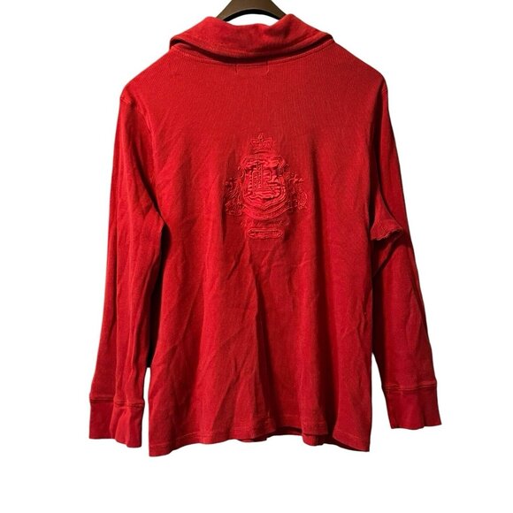 Lauren Ralph Lauren Active Sweater Women Size Measured Red Embroidred 1/4 Zip - Picture 2 of 10